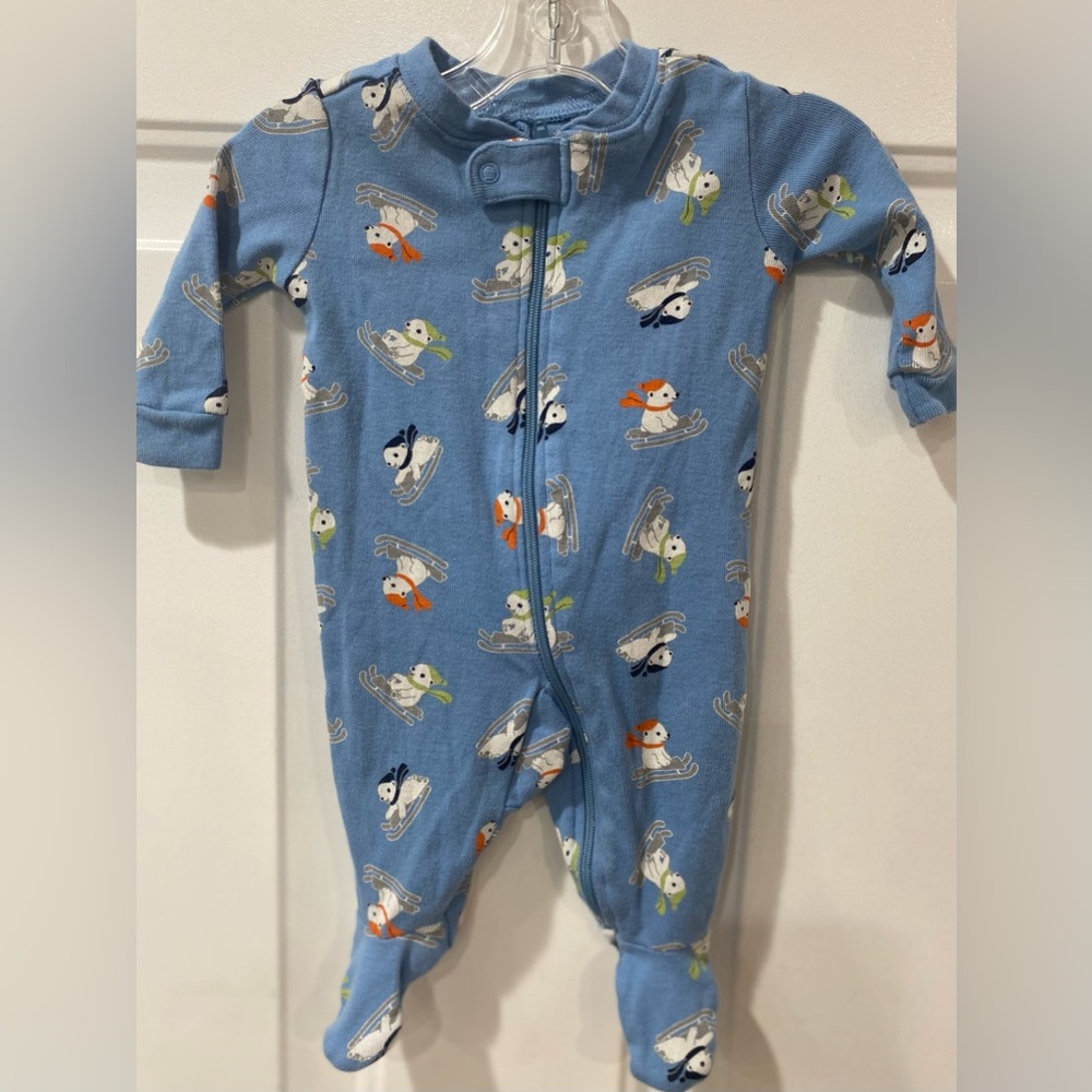 Gymboree Blue Footed One Piece with Animal Print sz 5-9 lbs baby